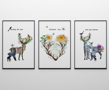 北欧动物麋鹿装饰画-ID:942057917