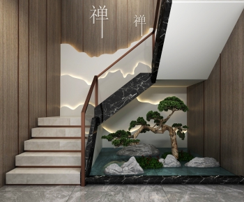 新中式楼梯山水景观-ID:371346679
