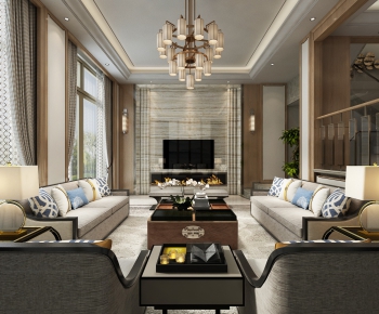 New Chinese Style A Living Room-ID:780625162