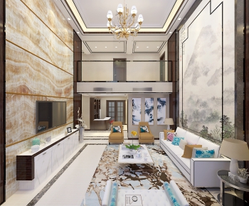 New Chinese Style A Living Room-ID:883598263