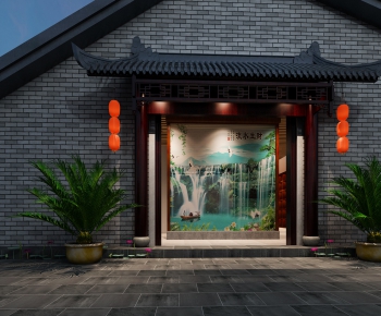 New Chinese Style Facade Element-ID:419587186
