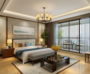 New Chinese Style Bedroom-ID:887602339