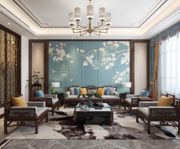 New Chinese Style A Living Room-ID:415441834