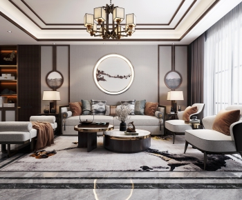 New Chinese Style A Living Room-ID:630758516