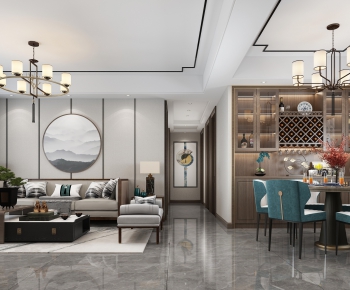 New Chinese Style A Living Room-ID:400402369