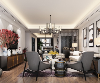 New Chinese Style A Living Room-ID:783365161