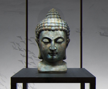 中式青铜佛像头像雕塑-ID:476152763