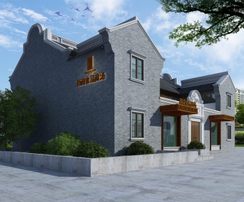 New Chinese Style Building Appearance-ID:182724926