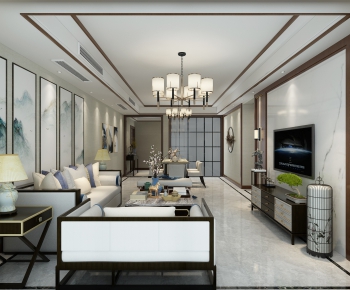 New Chinese Style A Living Room-ID:787010249