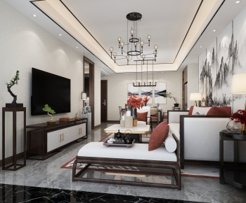 New Chinese Style A Living Room-ID:940434596