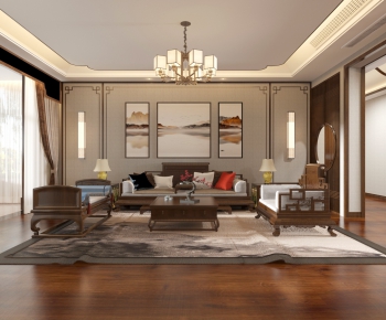 New Chinese Style A Living Room-ID:301384598