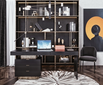 Modern Computer Desk And Chair-ID:443802299