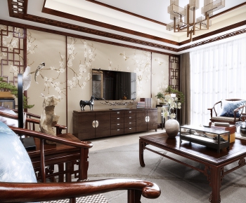 New Chinese Style A Living Room-ID:824073988