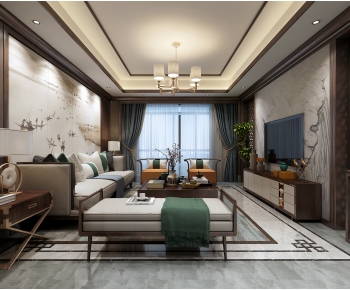 New Chinese Style A Living Room-ID:804615858