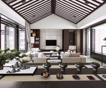 New Chinese Style A Living Room-ID:104306226