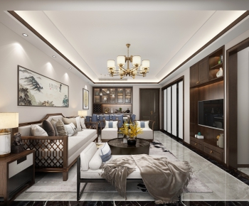 New Chinese Style A Living Room-ID:850546249