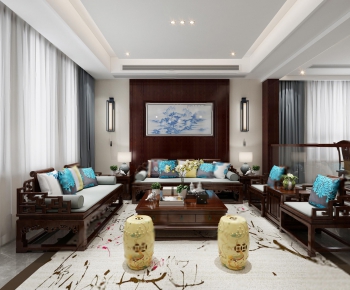 New Chinese Style A Living Room-ID:636115543