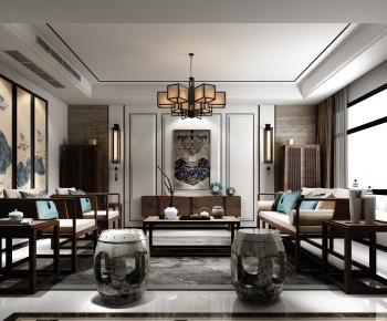 New Chinese Style A Living Room-ID:904710572