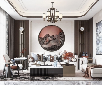 New Chinese Style A Living Room-ID:382109147