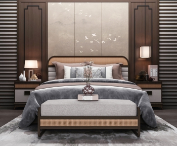 New Chinese Style Double Bed-ID:729881563