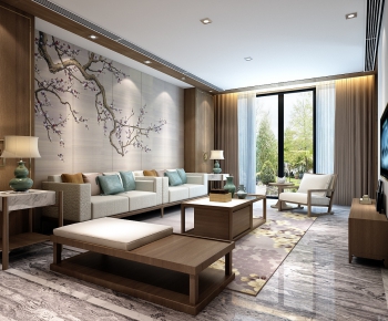 New Chinese Style A Living Room-ID:548872953