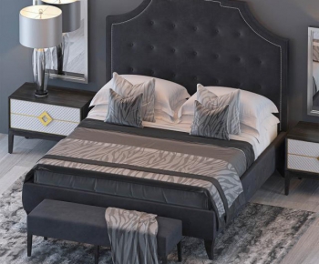 Simple European Style Double Bed-ID:905474198