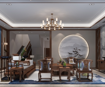 New Chinese Style A Living Room-ID:448945168