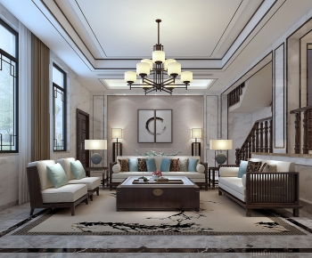 New Chinese Style A Living Room-ID:404281417