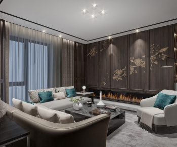 New Chinese Style A Living Room-ID:869263534