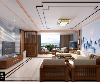 New Chinese Style A Living Room-ID:531243757