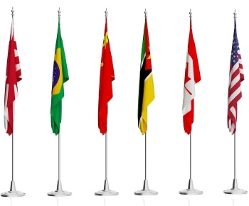 现代国旗旗帜组合3D模型