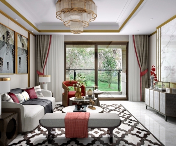 New Chinese Style A Living Room-ID:557463929