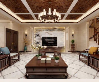 New Chinese Style A Living Room-ID:110326582
