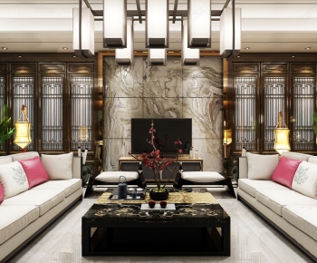 New Chinese Style A Living Room-ID:677329481