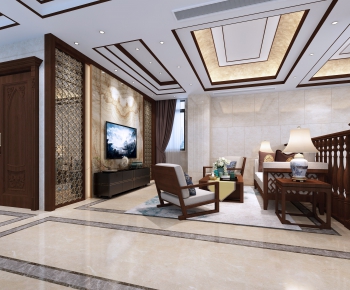 New Chinese Style A Living Room-ID:259846747