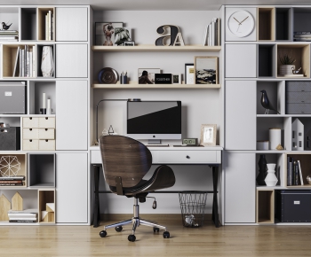 Modern Computer Desk And Chair-ID:449510911