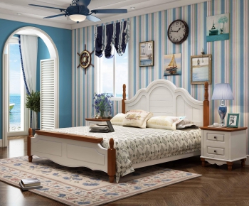 Mediterranean Style Double Bed-ID:124386794