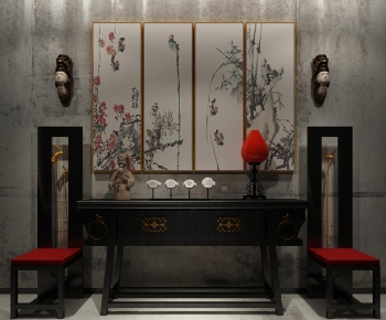 New Chinese Style Side Cabinet/Entrance Cabinet-ID:912322433
