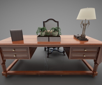 New Chinese Style Computer Desk And Chair-ID:654844942