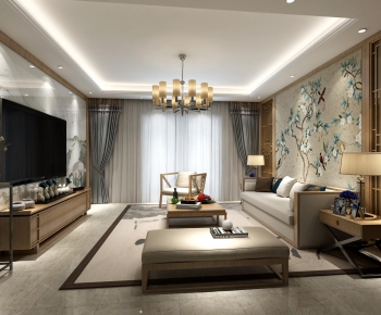 New Chinese Style A Living Room-ID:306005217