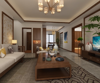 New Chinese Style A Living Room-ID:280593795