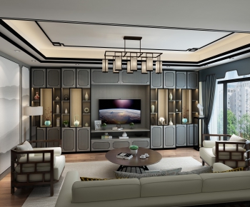 New Chinese Style A Living Room-ID:367442923