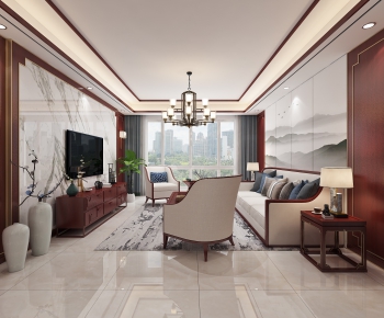 New Chinese Style A Living Room-ID:622562998