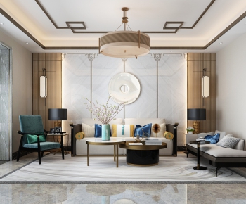 New Chinese Style A Living Room-ID:774196974