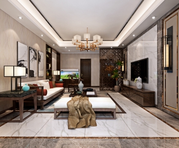 New Chinese Style A Living Room-ID:260956359