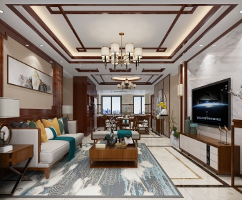 New Chinese Style A Living Room-ID:768848456