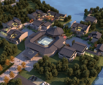 New Chinese Style Architectural Bird's-eye View Planning-ID:582241398