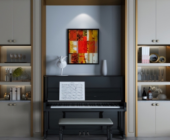 现代钢琴展示柜摆件组合-ID:630156538