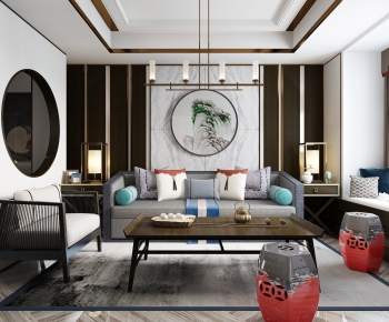 New Chinese Style A Living Room-ID:766998133