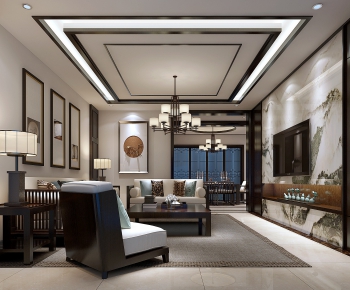 New Chinese Style A Living Room-ID:143193636